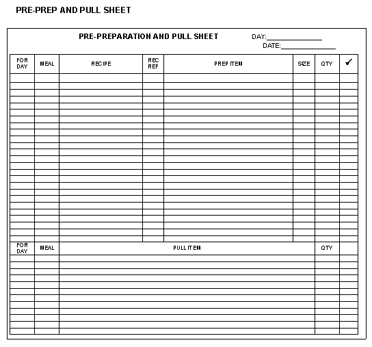 Blank Prep and Pull Sheet